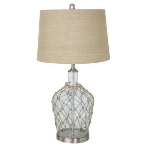 9th & Pike(R) 28in. Beige Shade Silver Metal Table Lamp