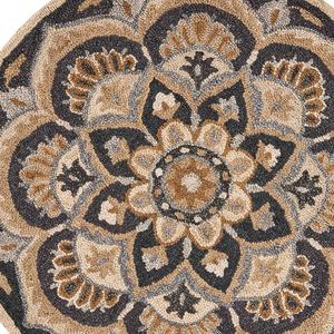 9th & Pike(R) Round Wool Black & Tan Medallion Hand Tufted Area Rug alternate view