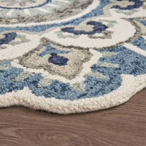 9th & Pike(R) Round Wool Blue & Cream Floral Hand Tufted Area Rug alternate view