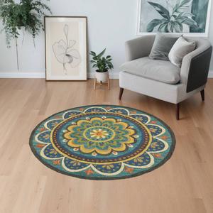 9th & Pike(R) Wool Floral Medallion Hand Tufted Round Area Rug alternate view
