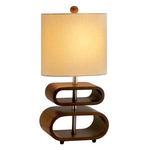 9th & Pike(R) 19in. Natural Shade Retro Oval Wood Table Lamp