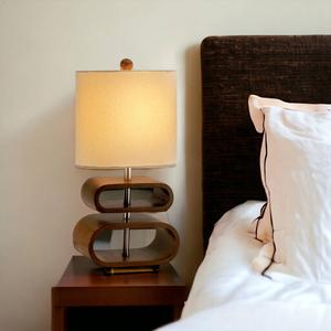 9th & Pike(R) 19in. Natural Shade Retro Oval Wood Table Lamp alternate view