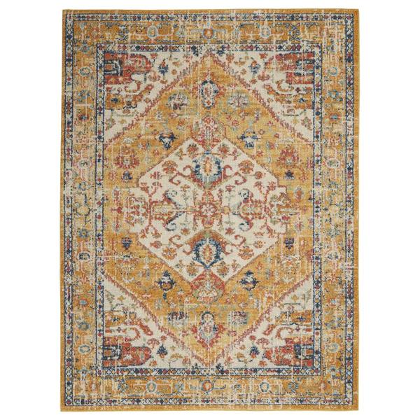 9th & Pike(R) Ivory & Yellow Medallion Rectangular Area Rug