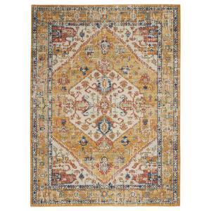 9th & Pike(R) Ivory & Yellow Medallion Rectangular Area Rug