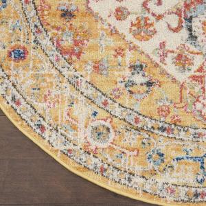 9th & Pike(R) Ivory & Yellow Medallion Round Area Rug alternate view