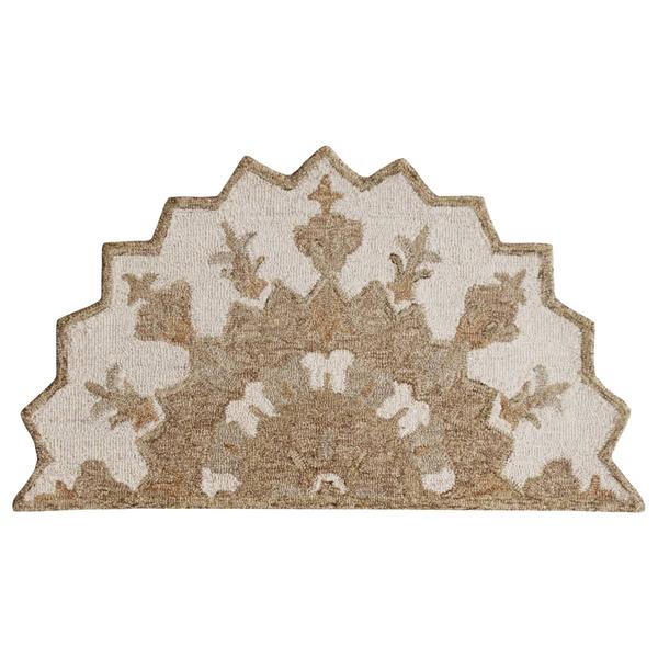 HomeRoots Medallion Hand Woven Half Circle Area Rug