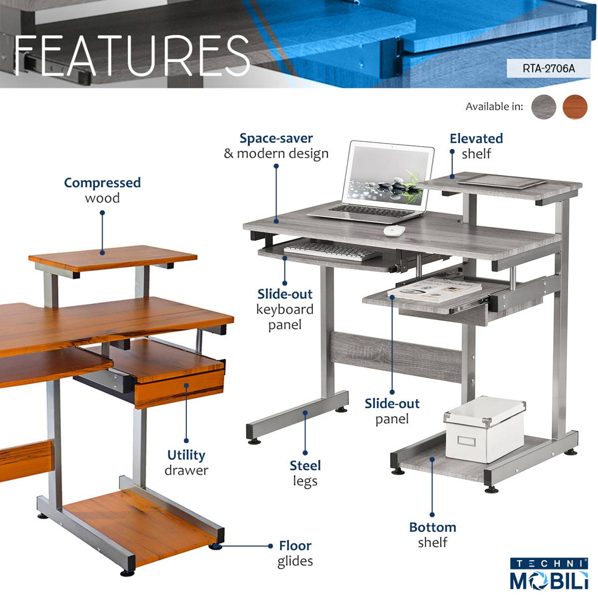 Techni Mobili Complete Computer Workstation Desk