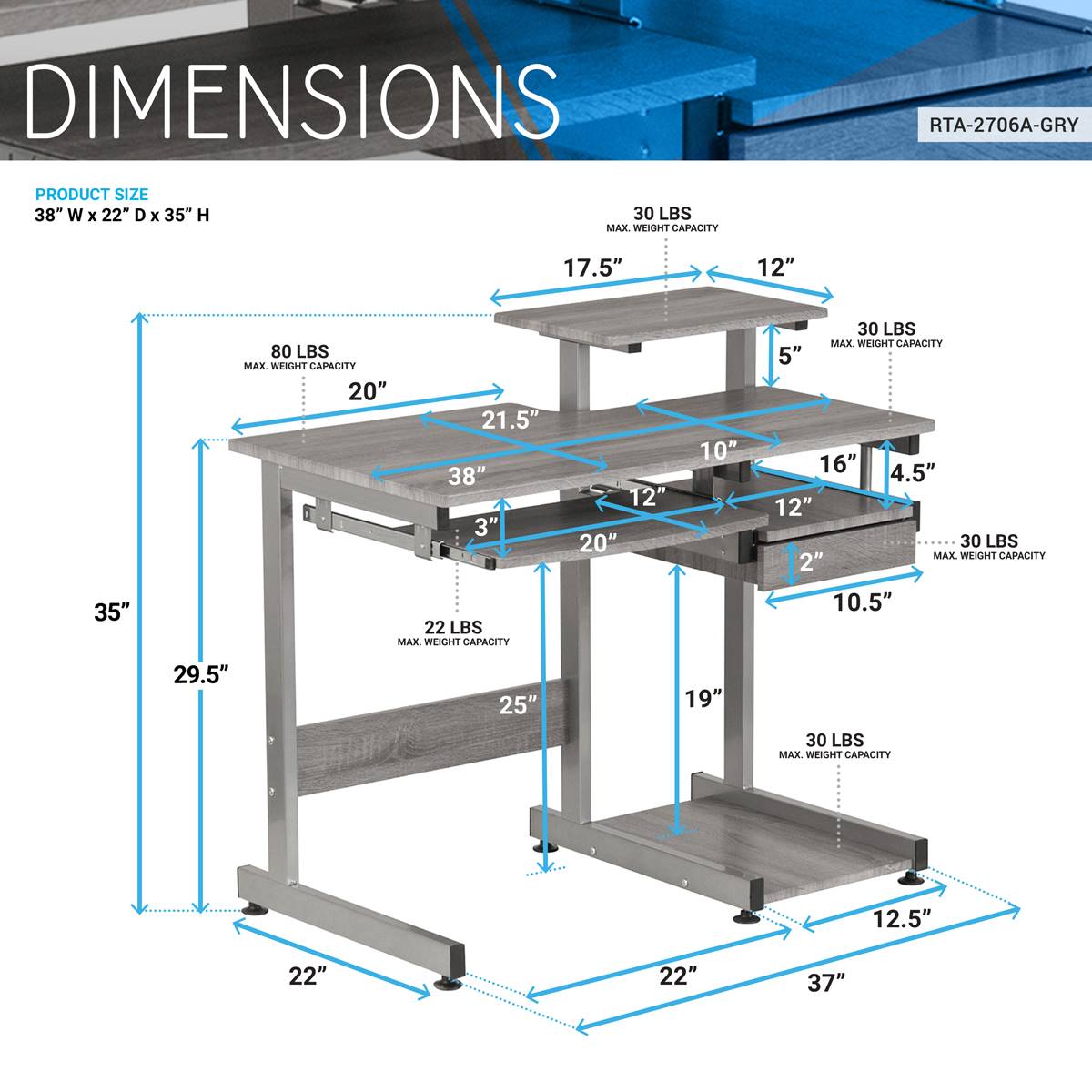 Techni Mobili Complete Computer Workstation Desk