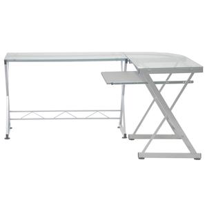 Techni Mobili 62in. L-Shaped Glass Computer Desk w/Keyboard Panel alternate view