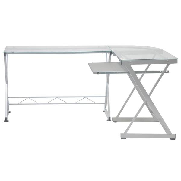 Techni Mobili 62in. L-Shaped Glass Computer Desk w/Keyboard Panel alternate view