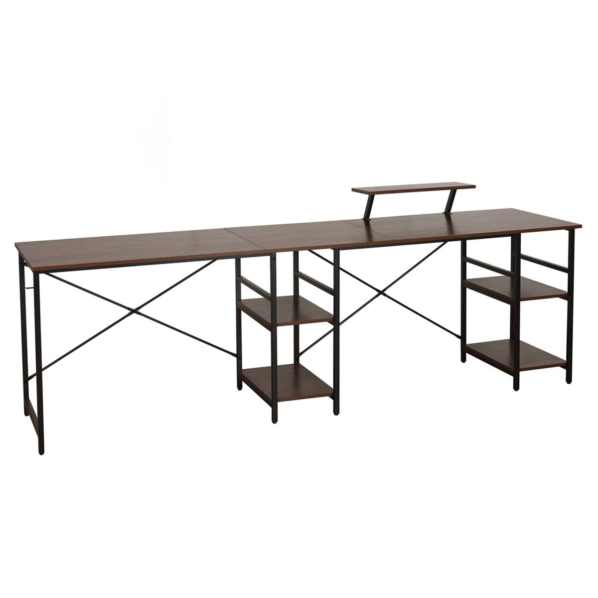 Techni Mobili L-Shape Industrial Desk W/ Storage Shelves