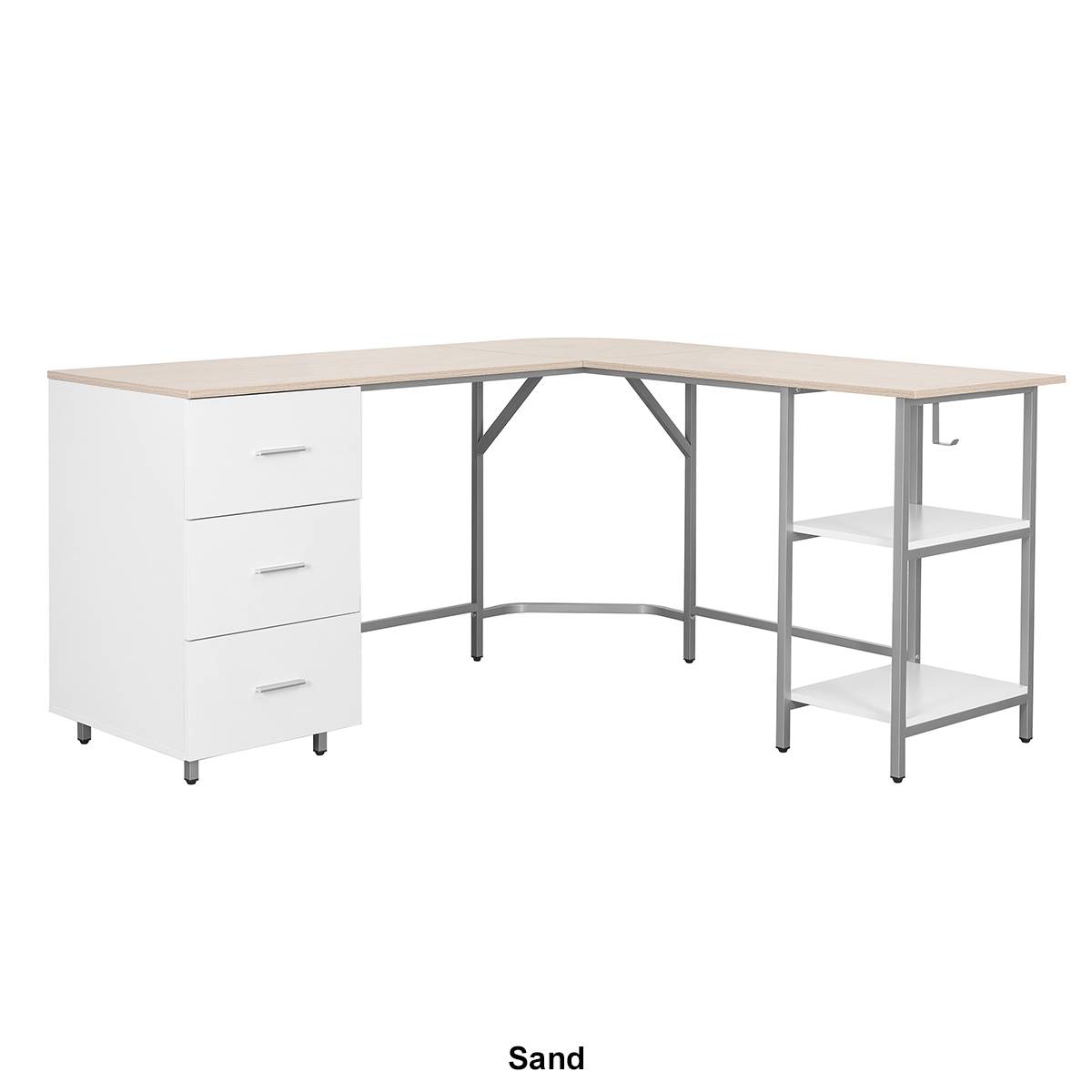 Techni Mobili L-Shape Home Office Two-Tone Desk W/ Storage