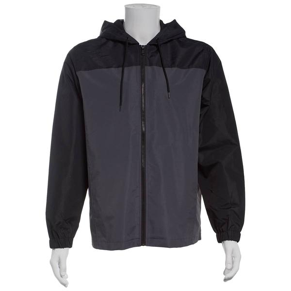 Mens Axcent Color Block Windbreaker - Black/Charcoal alternate view