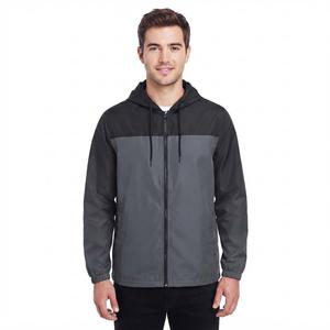 Mens Axcent Color Block Windbreaker - Black/Charcoal