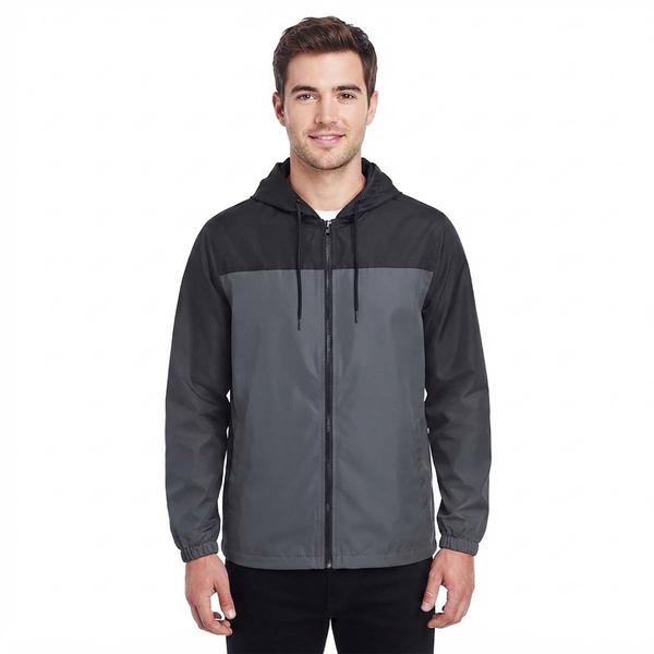 Mens Axcent Color Block Windbreaker - Black/Charcoal