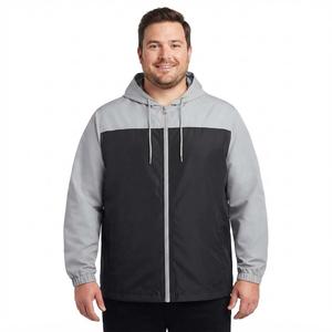 Mens Axcent Color Block Windbreaker - Light Grey/Black