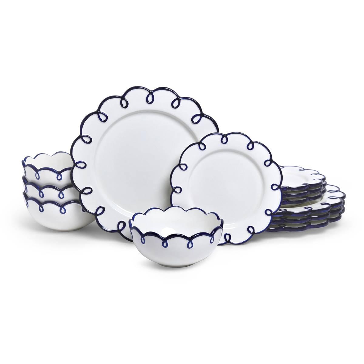 Sango Splash of Cheers 12-Pc. Dinnerware Set, Service for 4 - Navy White