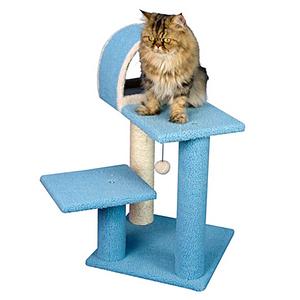 Armarkat 29in. Sky Blue Real Wood Cat Tree w/ Scratcher & Tunnel