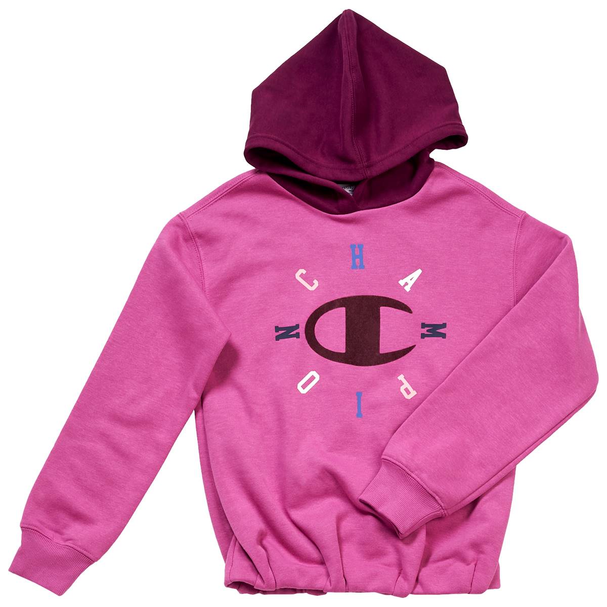 Girls (7-16) Champion(R) Color Block Flocked Emblem Hoodie