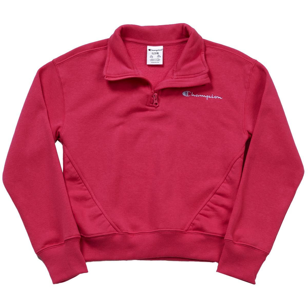 Girls (7-16) Champion(R) 1/4 Zip Solid Collared Pullover Sweatshirt