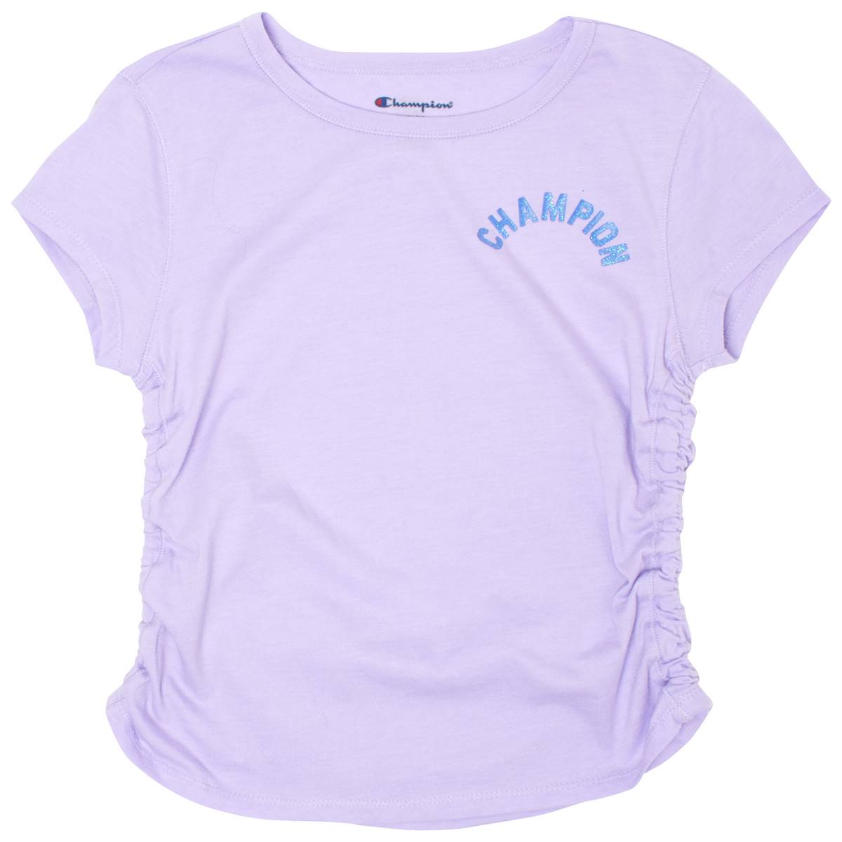 Girls (7-16) Champion(R) Short Sleeve Side Ruched Tee W/ Shimmer