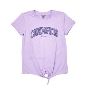 Girls (7-16) Champion(R) Short Sleeve Tie Front Lace Logo Tee alternate view