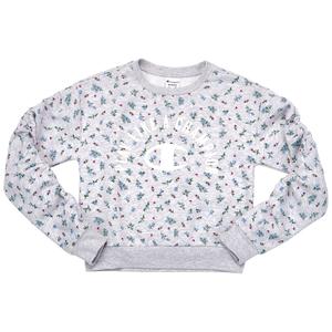 Girls (7-16) Champion(R) Fleece Lined Floral Crew Sweatshirt