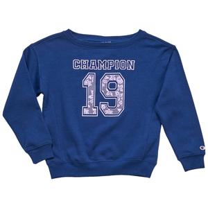 Girls (7-16) Champion(R) Crochet Varsity Off The Shoulder Crew alternate view