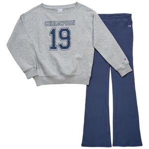 Girls (7-16) Champion(R) Fleece Lined Sweatshirt w/ Flare Leggings