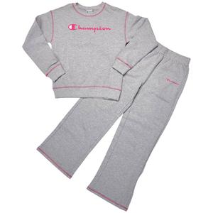 Girls (7-16) Champion(R) Fleece Lined Script Crew w/ Wide Leg Pants