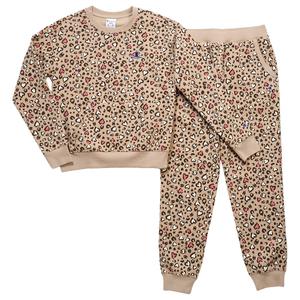 Girls (7-16) Champion(R) Fleece Lined Leopard Crew & Joggers Set