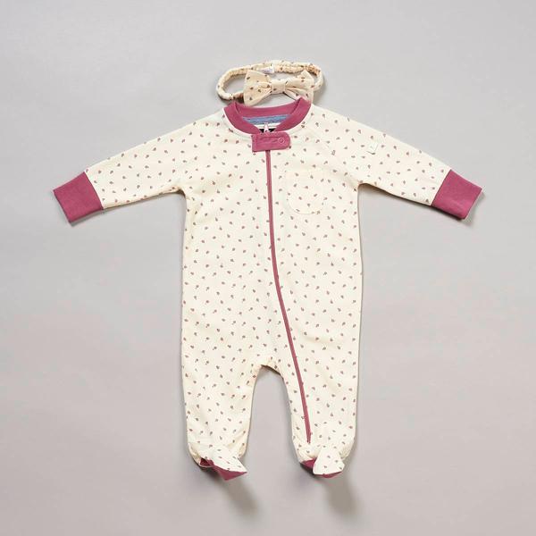 Baby Girl (NB-9M) 7 For All Mankind(R) Floral Footie with Headband alternate view