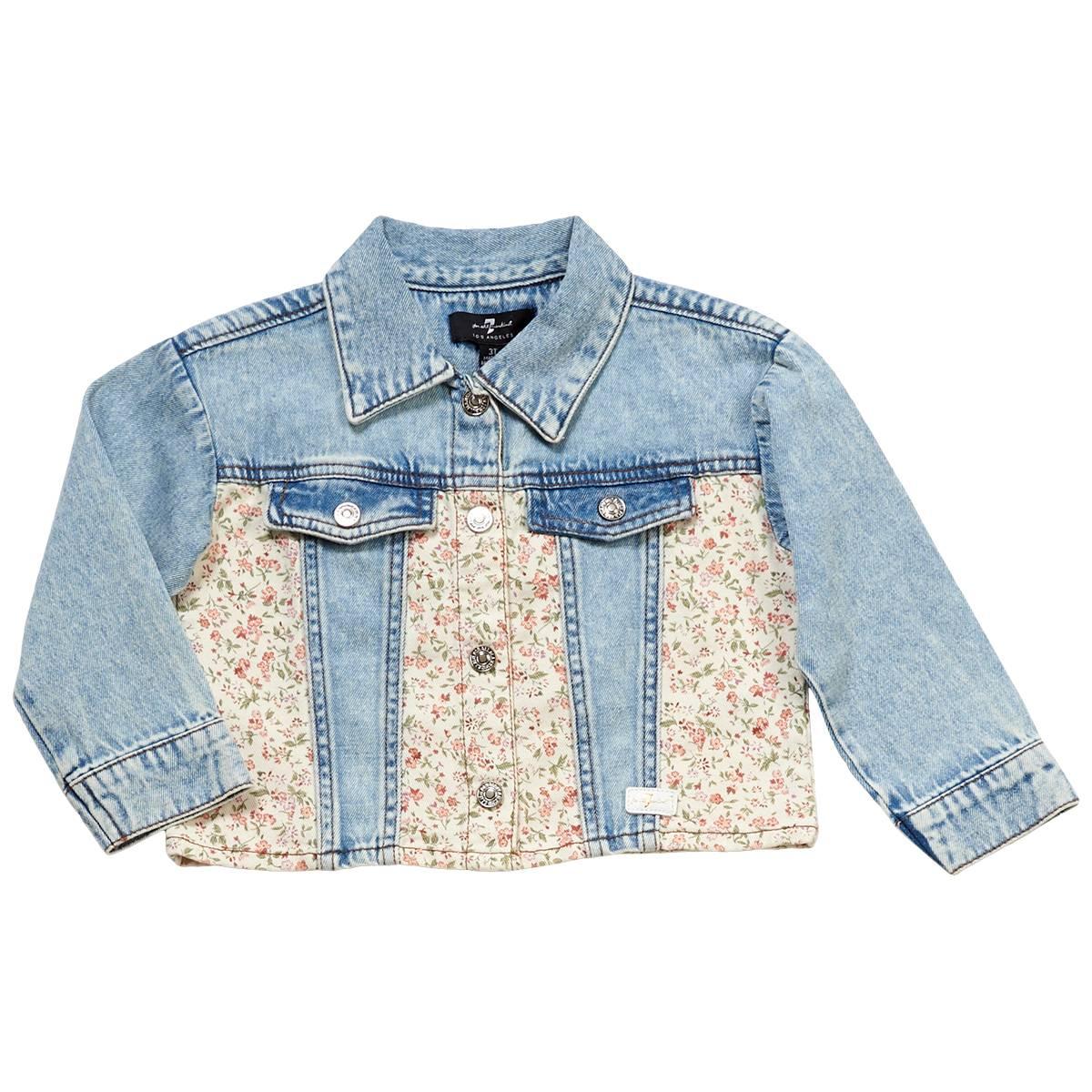 Toddler Girl 7 For All Mankind(R) Floral Patterned Denim Jacket