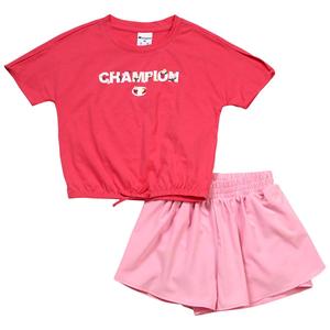 Girls (4-6x) Champion(R) Cinched Logo Tee & Flutter Shorts Set