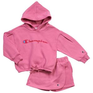 Girls (4-6x) Champion(R) Pullover Logo Cinch Hoodie & Short Set alternate view