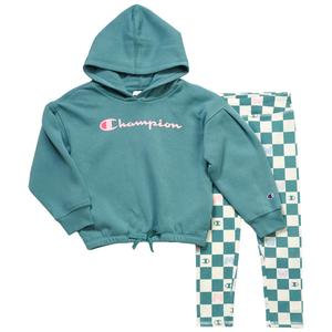Girls (4-6x) Champion(R) Hoodie & Checkered Leggings Set