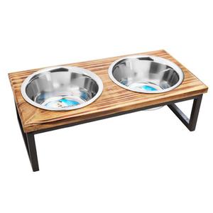 Indipets Luxe Craft Wooden Elevated Pet Bowls