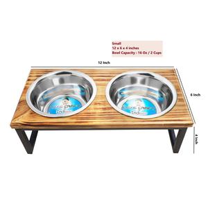 Indipets Luxe Craft Wooden Elevated Pet Bowls alternate view