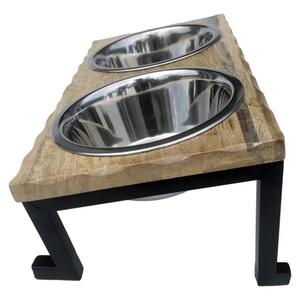 Indipets Luxe Craft Wooden Slated Elevated Pet Bowls alternate view