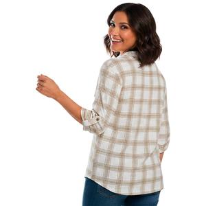 Petite Emily Daniels 3/4 Roll Tab Sleeve Plaid Pocket Blouse alternate view