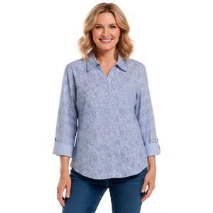 Plus Size Emily Daniels 3/4 Sleeve Paisley Button Down