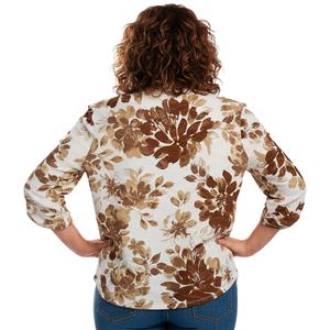 Plus Size Emily Daniels Floral 3/4 Roll Tab Sleeve Button Down alternate view