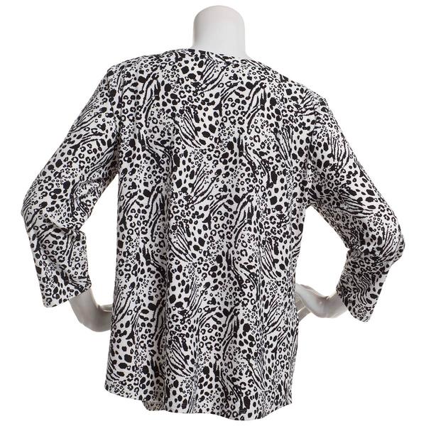 Womens Emily Daniels 3/4 Sleeve Jacquard Split Neck Blouse alternate view