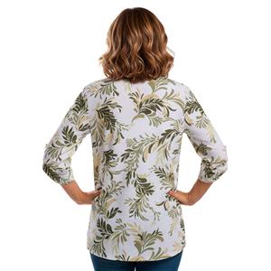 Womens Emily Daniels 3/4 Sleeve Abstract Leaf Button Front Blouse alternate view