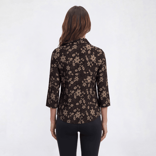 Womens Emily Daniels 3/4 Sleeve Floral Dot Casual Button Down alternate view