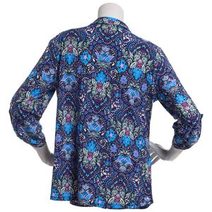 Womens Emily Daniels 3/4 Sleeve Damask Button Front Blouse alternate view
