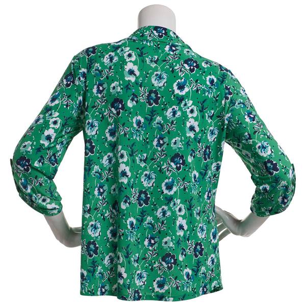 Plus Size Emily Daniels 3/4 Sleeve Floral Disco Two Pocket Blouse alternate view