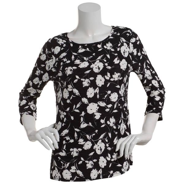 Womens Emily Daniels 3/4 Sleeve Floral Jacquard Blouse