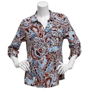 Womens Emily Daniels 3/4 Sleeve Paisley Button Front Blouse