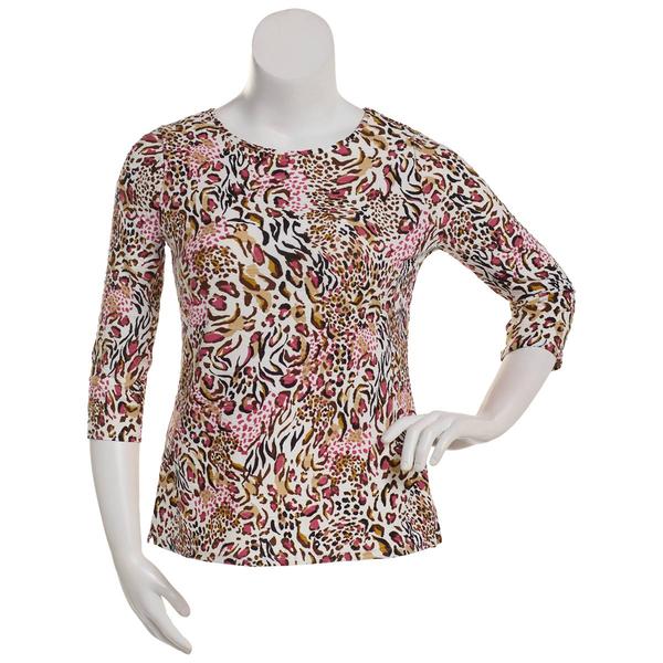Plus Size Emily Daniels 3/4 Sleeve Abstract Jacquard Tunic Tee